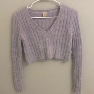 Urban Outfitters XS fuzzy lavender V-neck cropped sweater